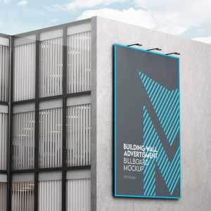 Free Outdoor Building Wall Vertical Billboard Mockup PSD set