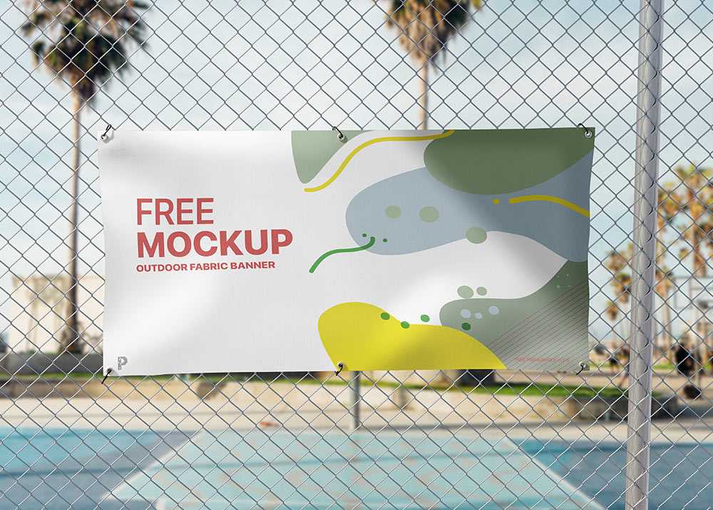 Free Outdoor Fabric Banner Mockup PSD
