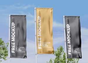 Free Outdoor Flag Poles Mockup PSD