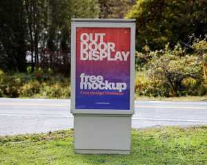Free Outdoor Vertical Advertising Billboard Mockup PSD