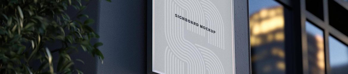 Free Outdoor Wall Mounted Signboard Mockup PSD