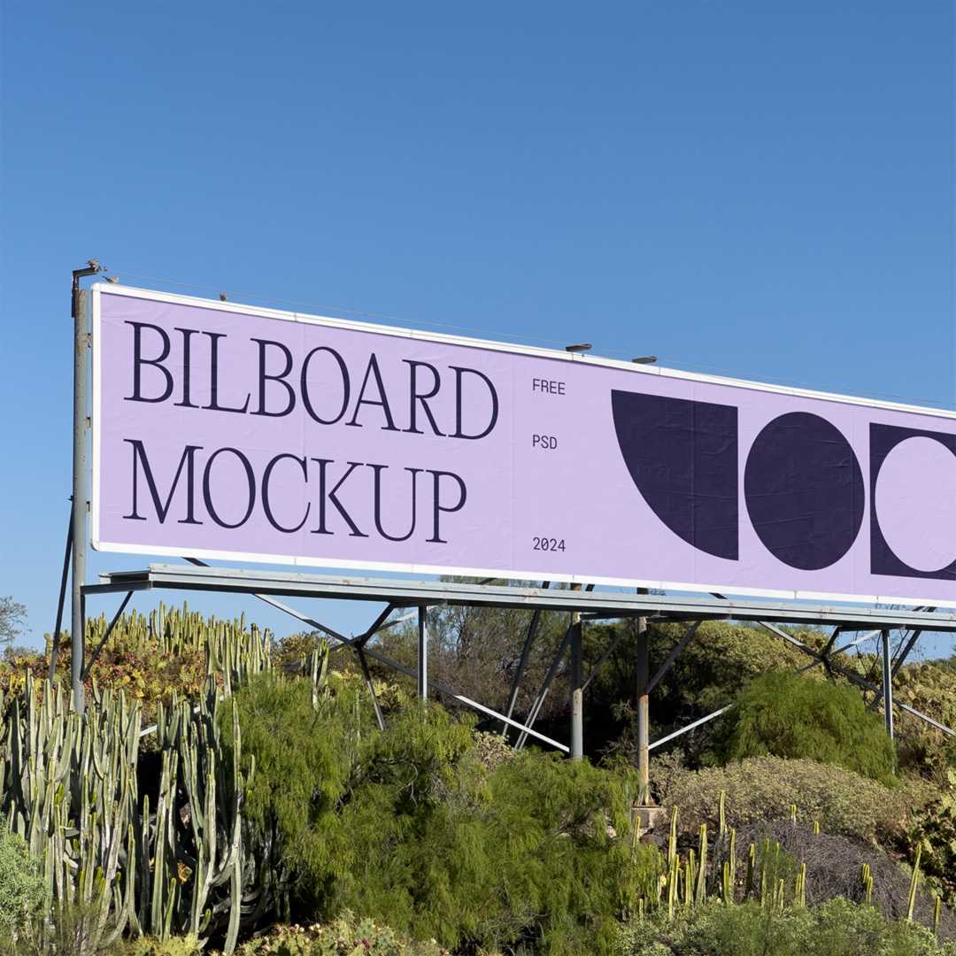 Free Outdoor Wide Billboard Mockup