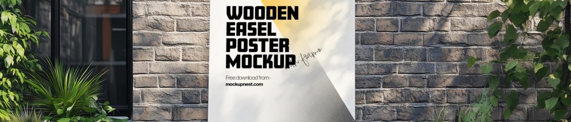 Free Outdoor Wooden Easel Poster Mockup