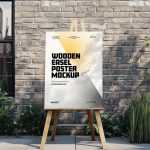 Free Outdoor Wooden Easel Poster Mockup