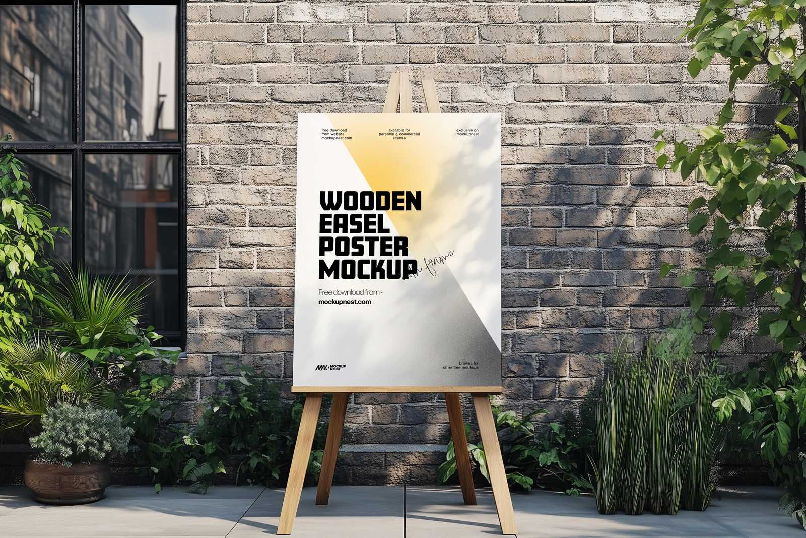 Free Outdoor Wooden Easel Poster Mockup