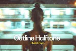Free Outline Halftone Photo Effect PSD
