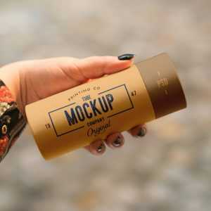 Free Oval Paper Tube PSD Mockup