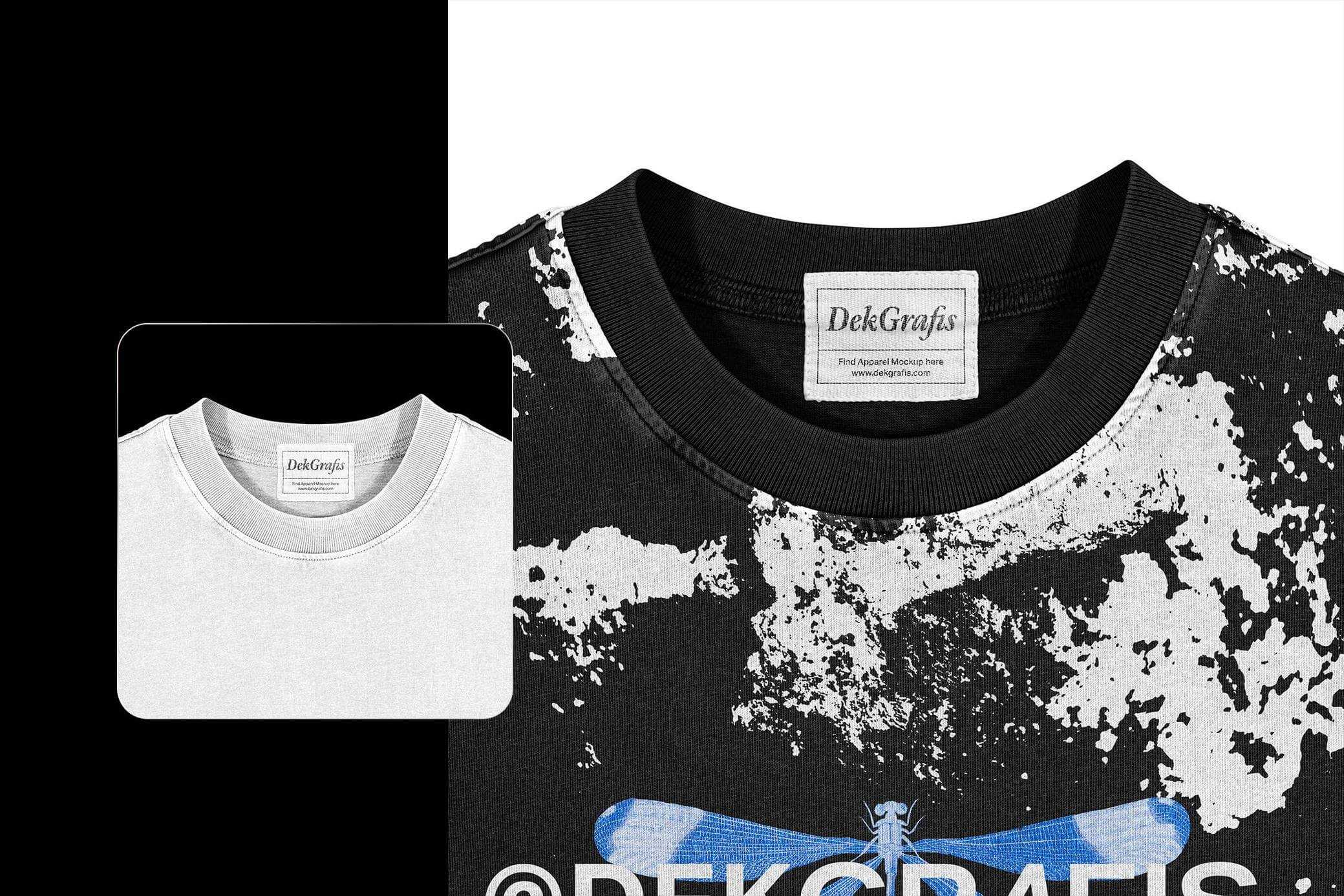 Free Oversize T-Shirt Neck Label Mockup PSD