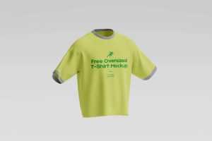 Free Oversized Cropped Ringer T-Shirt Mockup PSD