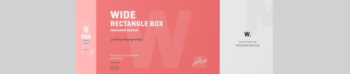 Free Packaging Wide Rectangle Box Mockup