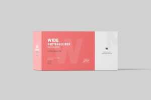 Free Packaging Wide Rectangle Box Mockup