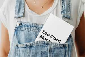 Free Paper Card Mockup in Dungarees