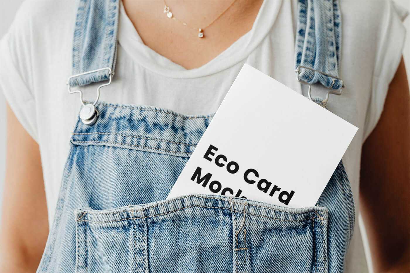 Free Paper Card Mockup in Dungarees