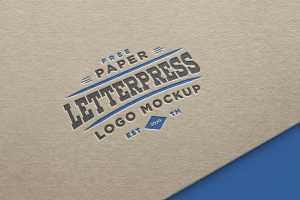 Free Paper Letterpress Logo Mockup