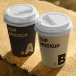 Free Paper Two Coffee Cups Mockup