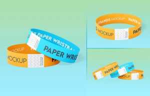 Free Paper Wristband Mockups 3 PSD Set PSD