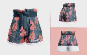Free Paperbag Shorts Mockups PSD in Set of 3 Different Views