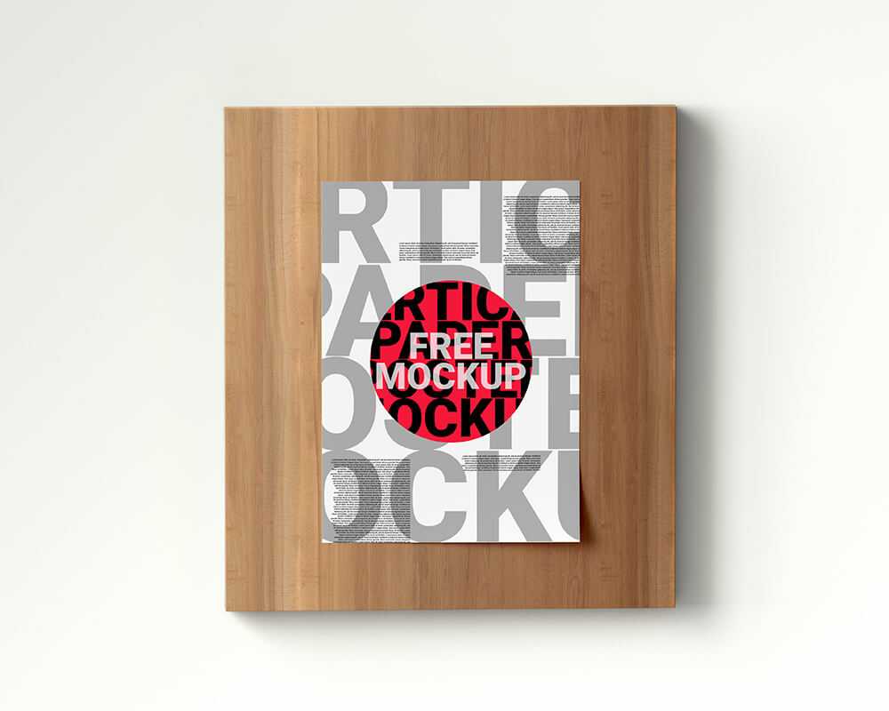 Free Pasted Vertical Poster Mockup Top view