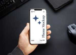 Free Person Showing Smartphone Mockup PSD