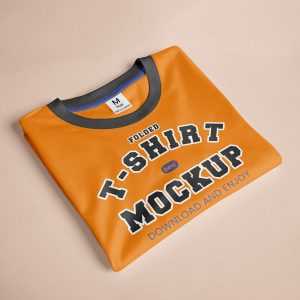 Free Perspective Folded T-Shirt Mockup PSD