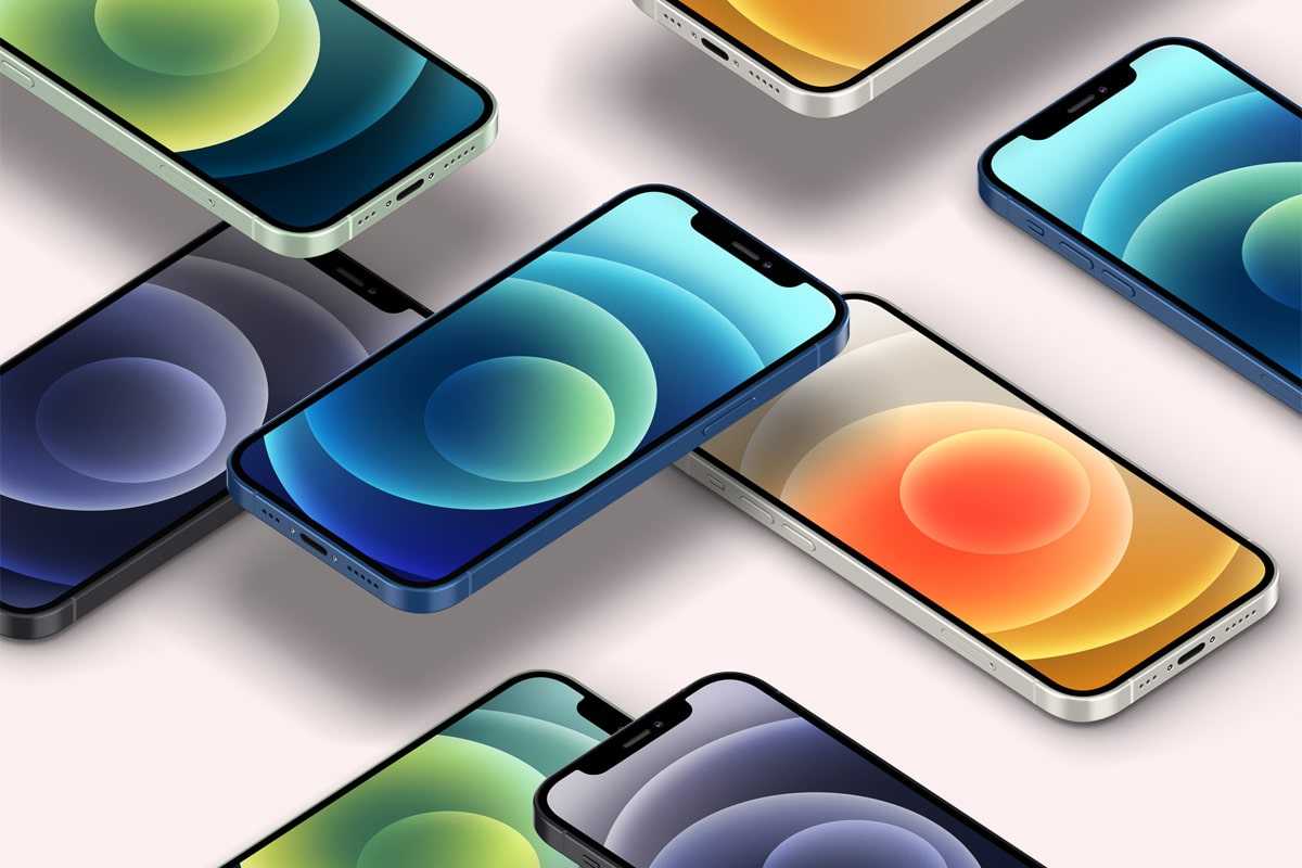 Free Perspective Iphone 12 Mockup PSD Set PSD