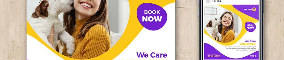 Free Pets Care Center Instagram Post Design PSD Template