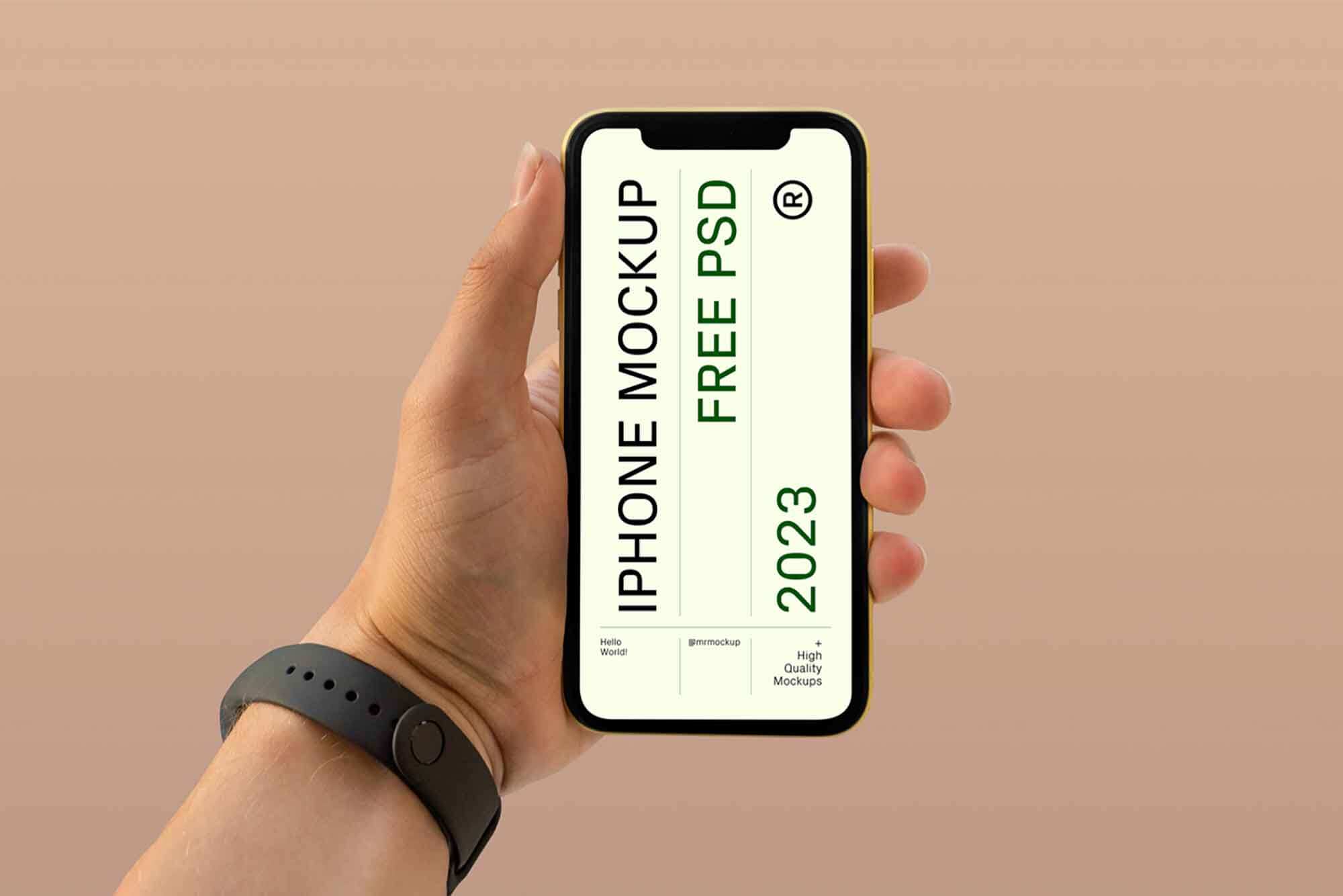 Free Phone Mockup PSD in Hand