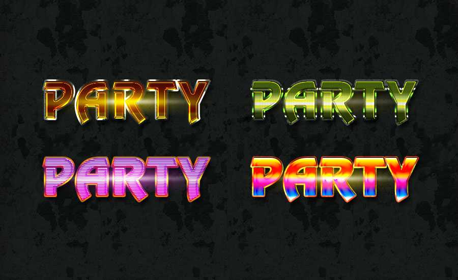 Free Photoshop Party Text Styles ASL + PSD