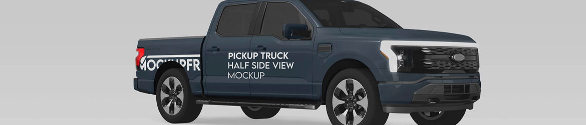 Free Pickup Truck Half Side View Mockup PSD