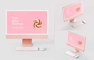 Free Pink iMac 24" 2022 Mockup PSD Set - Free PSD Mockups