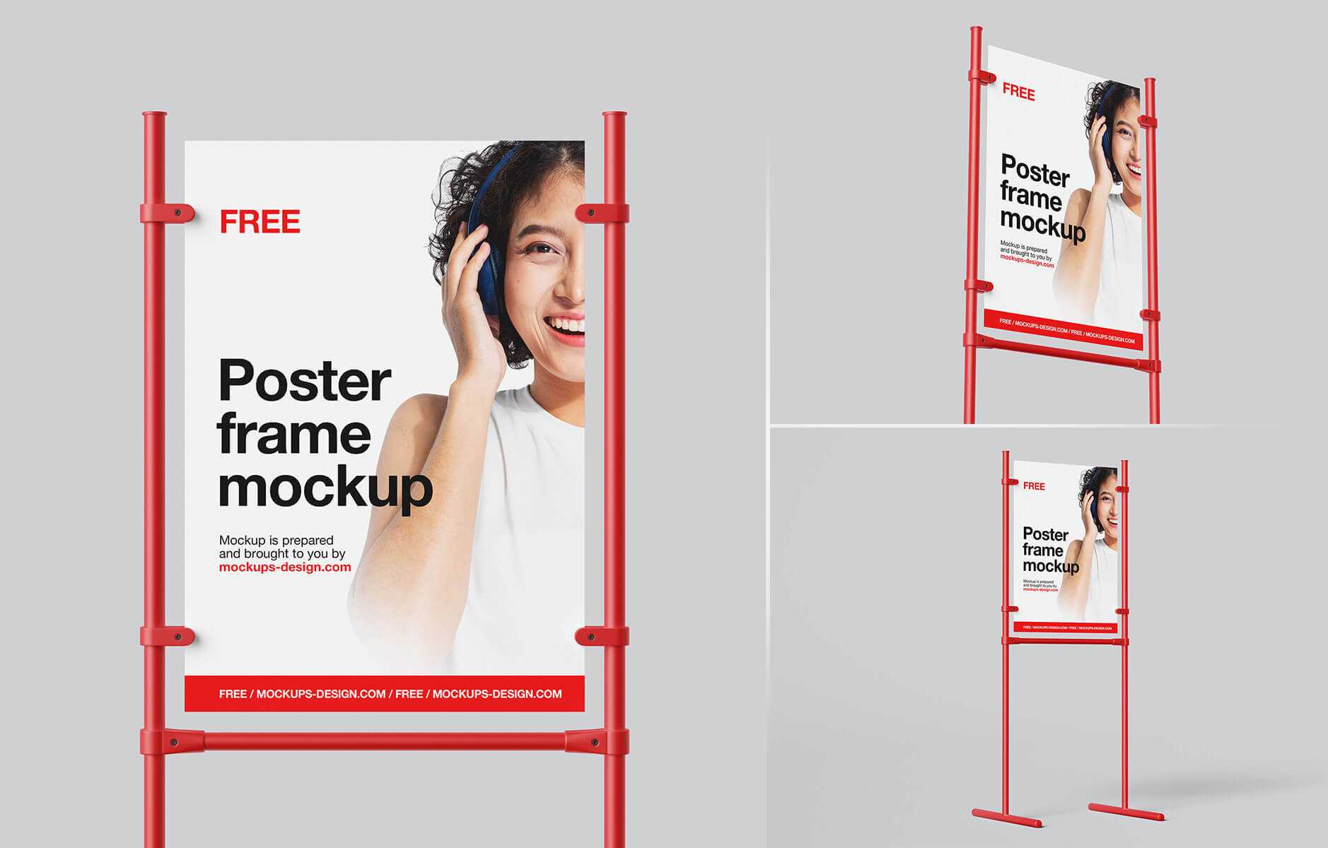Free Pipe Frame Sticked Poster Frame Mockup PSD