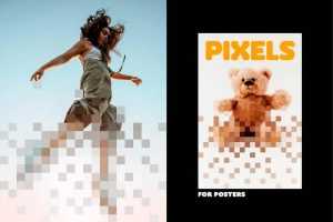 Free Pixel Dispersion Poster Photo Effect PSD