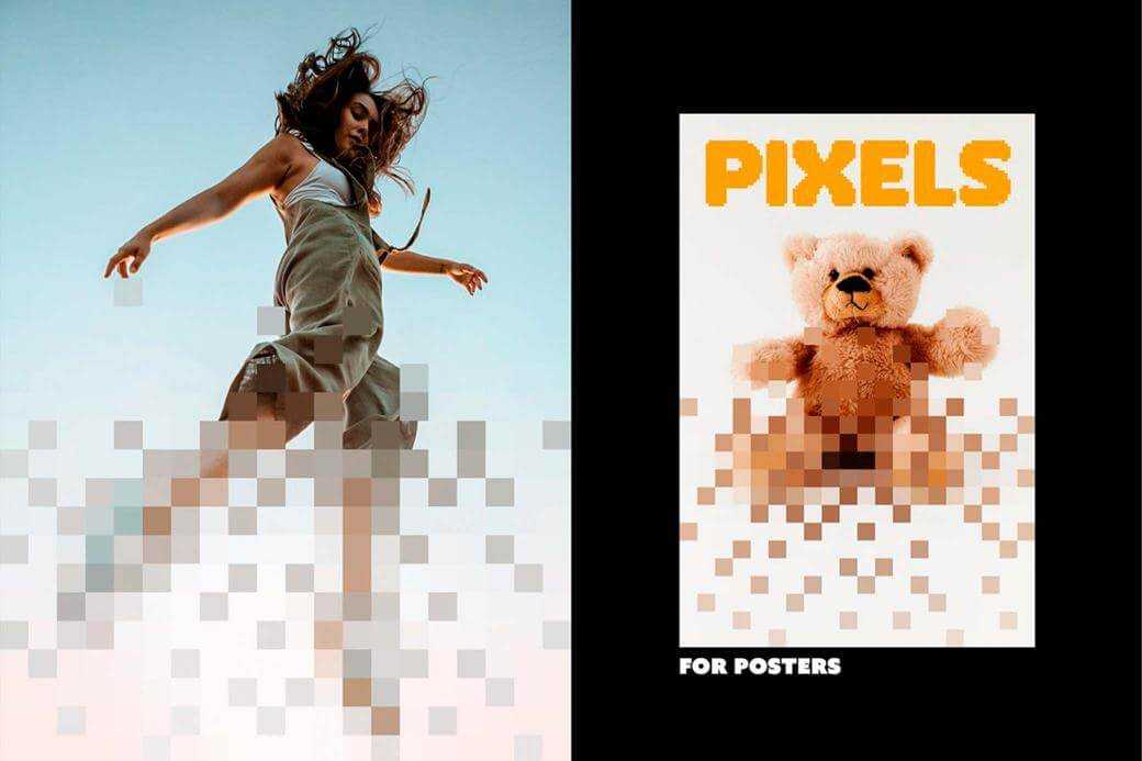 Free Pixel Dispersion Poster Photo Effect PSD