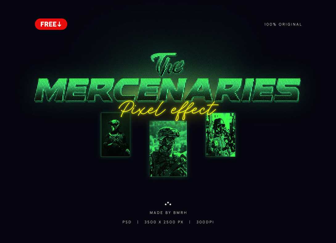 Free Pixel Effect PSD | Text Effect Download