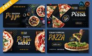 Free Pizza Social Media Banners Templates in PSD + Vector