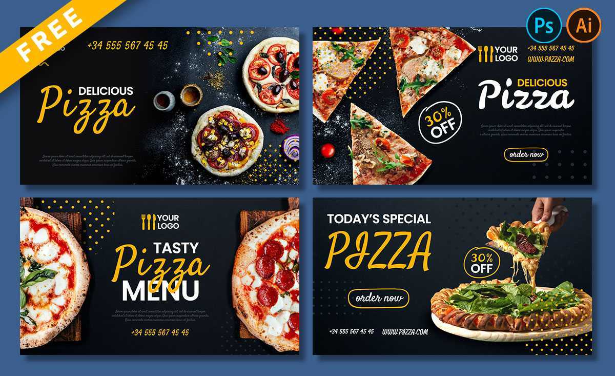 Free Pizza Social Media Banners Templates in PSD + Vector