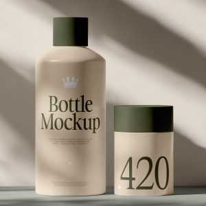 Free Plastic Cosmetic Bottle and Deodorant Mockup