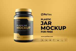 Free Plastic Supplement Jar Bottle Mockup PSD