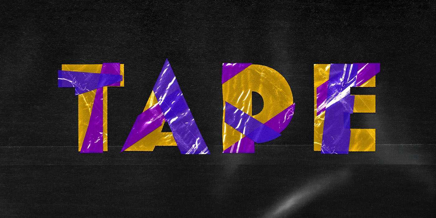 Free Plastic Tape Text Effect and Logo Mockup PSD