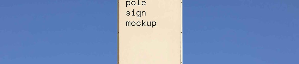 Free Pole Vertical Advertisement Sign Board Mockup PSD