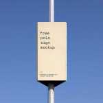 Free Pole Vertical Advertisement Sign Board Mockup PSD