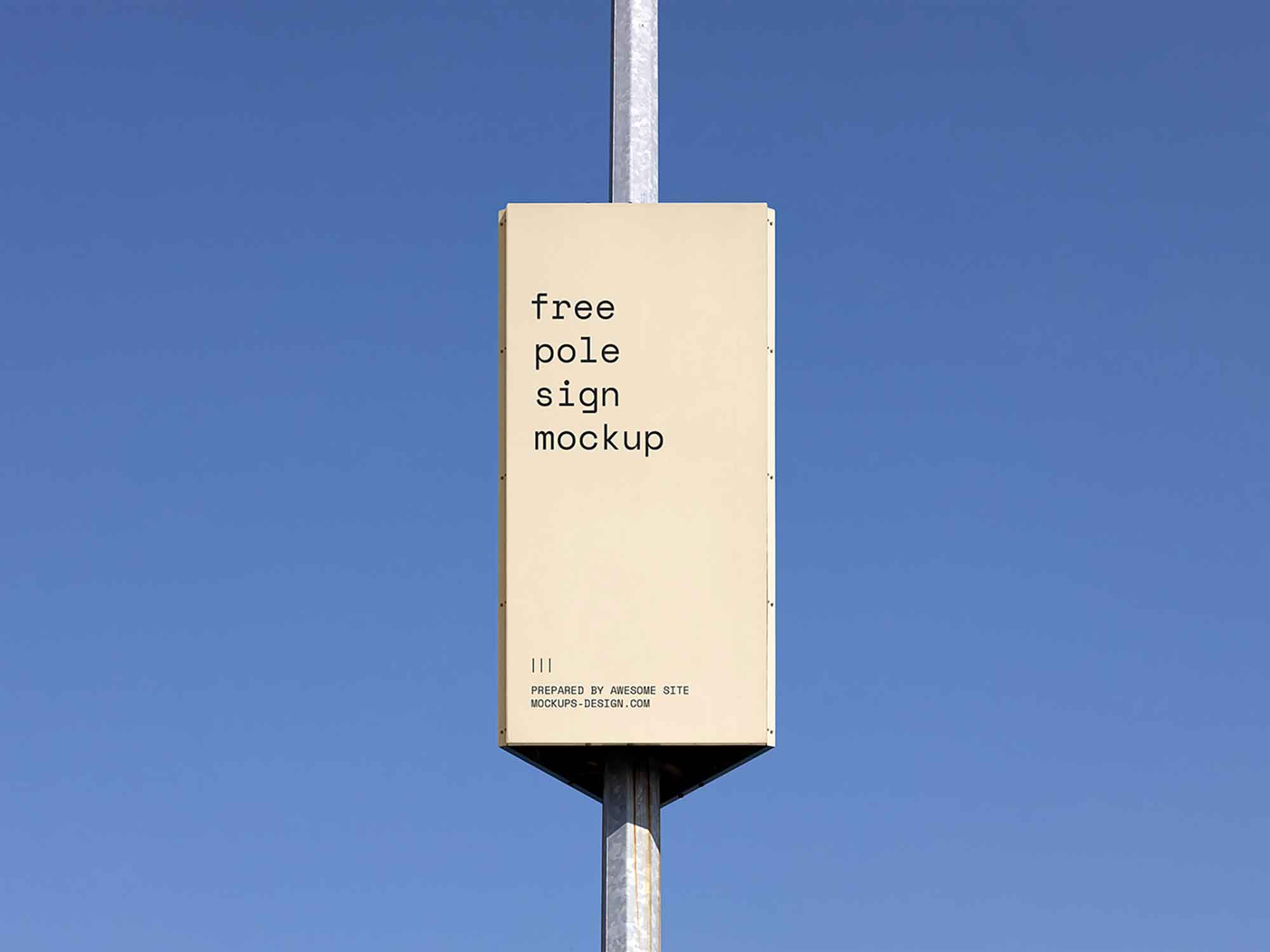 Free Pole Vertical Advertisement Sign Board Mockup PSD