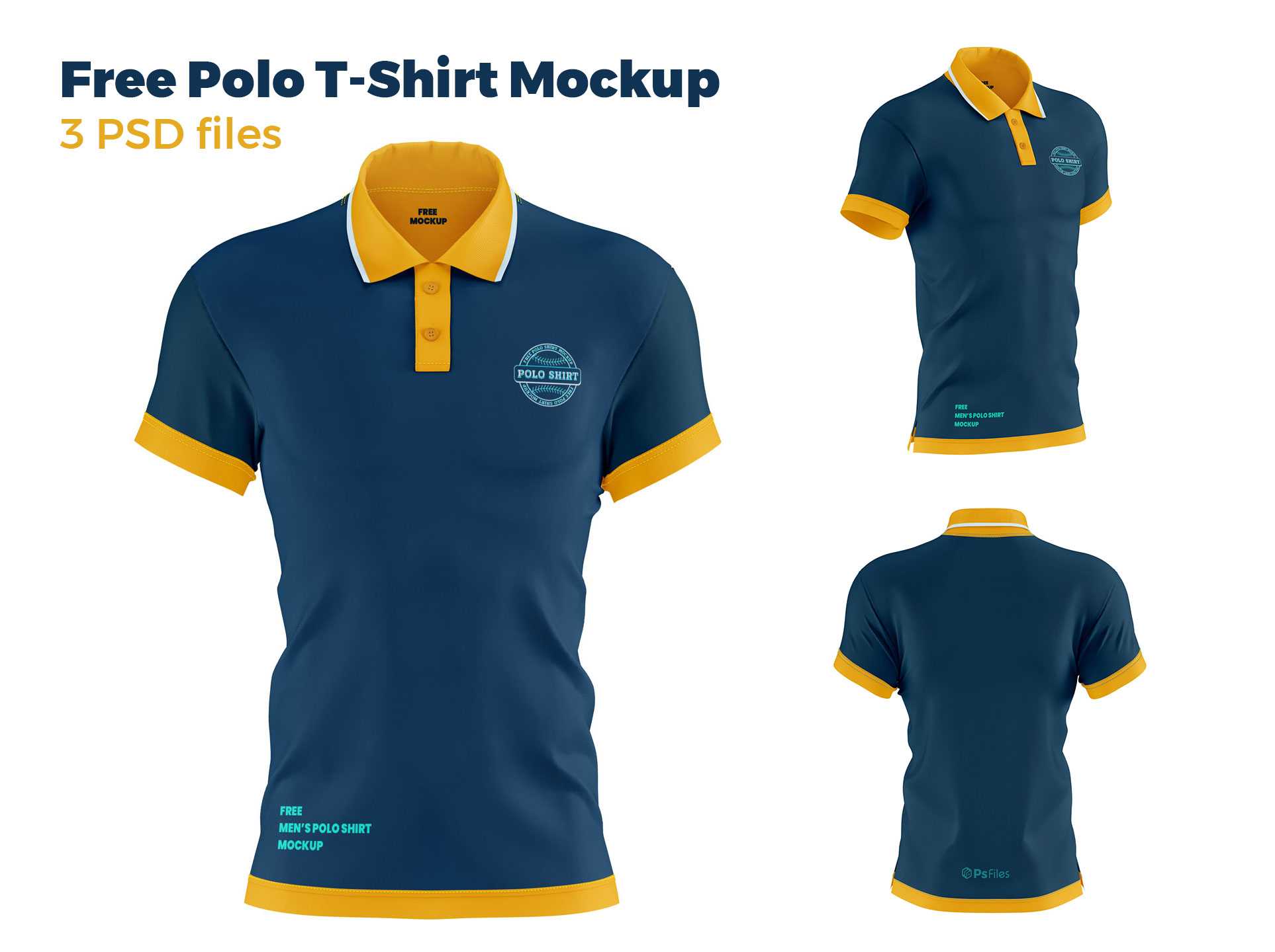 FREE Polo Short Sleeves T-Shirt Mockup PSD set