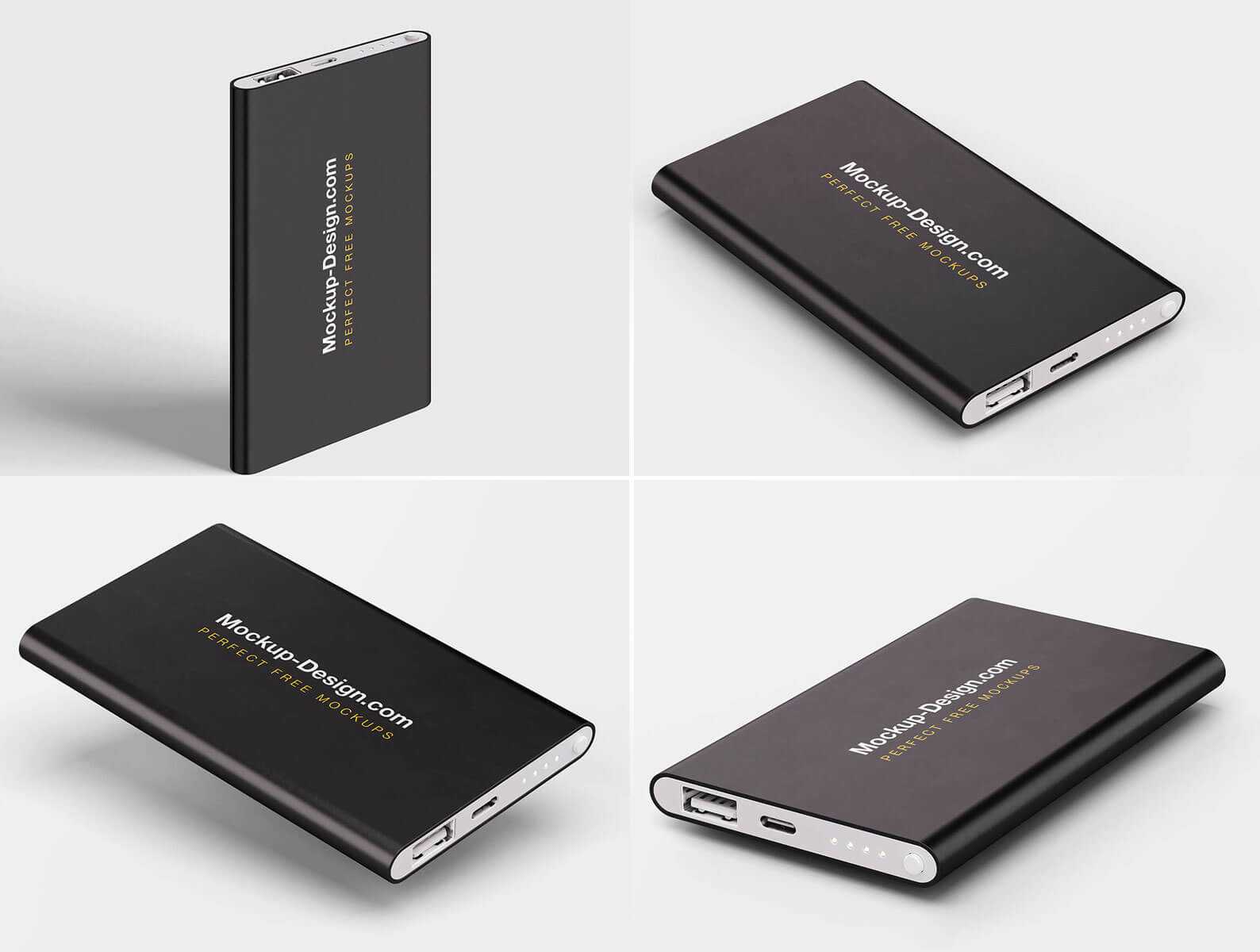 Free Portable Charger Power Bank Mockup PSD Set