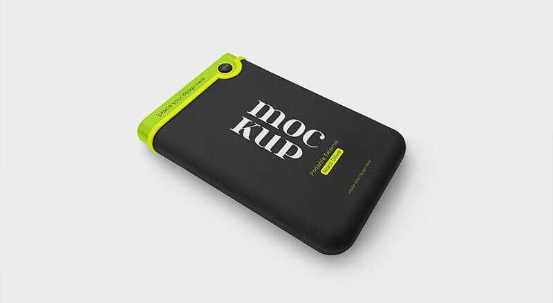 Free Portable External Hard Drive Mockup PSD Set