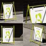 Free Portable Modern A-Frame Sign Mockups PSD Set