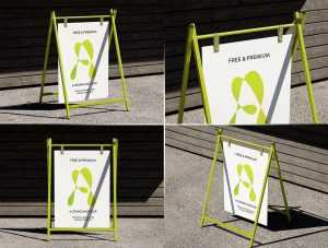 Free Portable Modern A-Frame Sign Mockups PSD Set