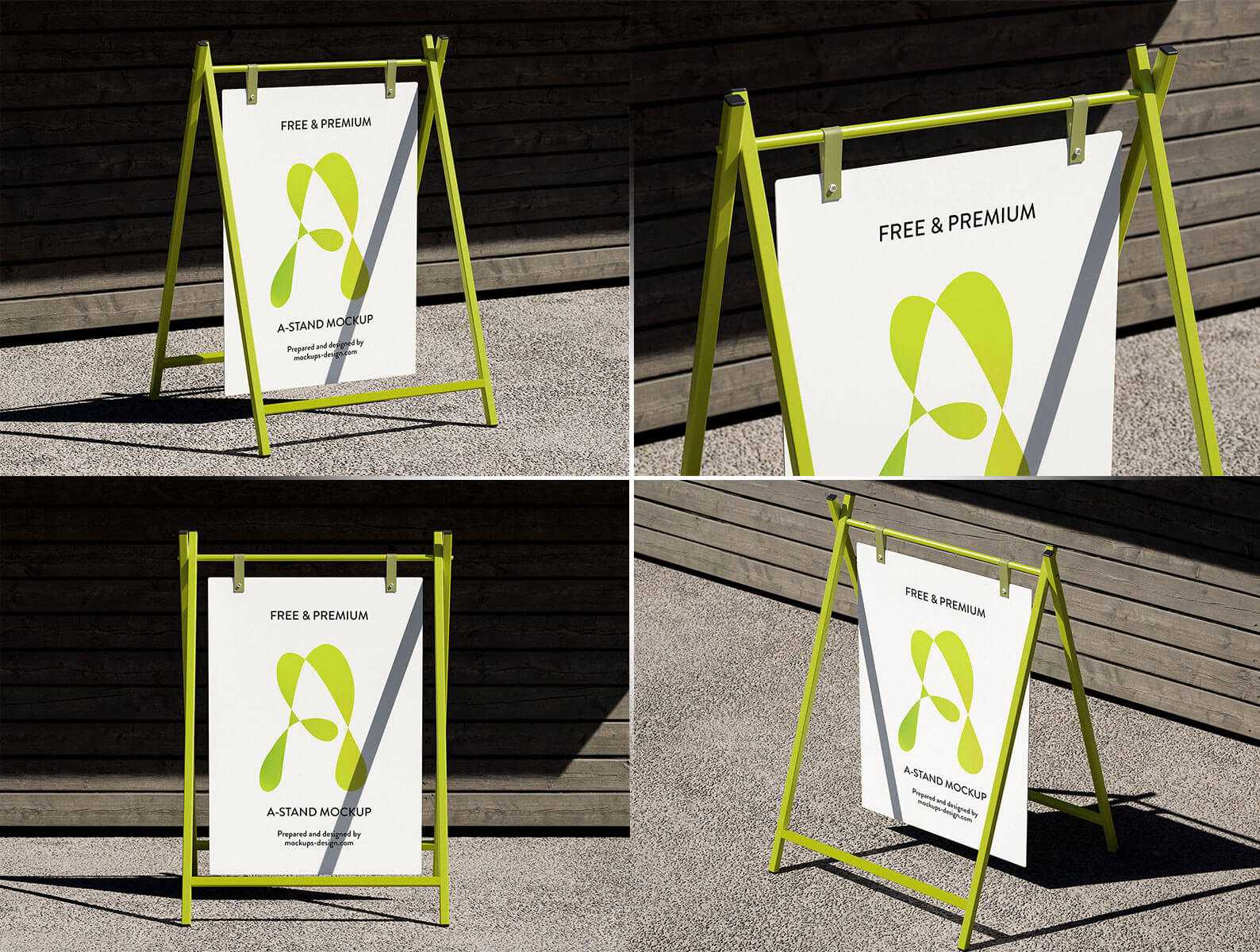 Free Portable Modern A-Frame Sign Mockups PSD Set