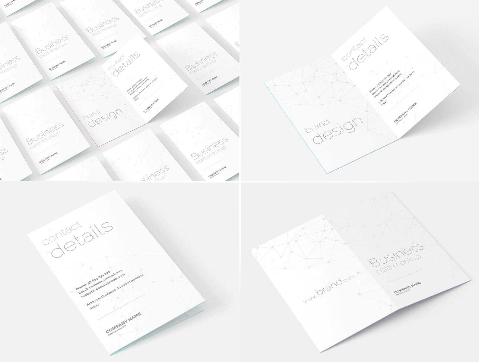 Free Portrait Folded Business Card Mockup 4 PSD files