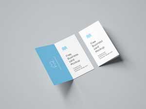 Free Portrait Folded Business Card Mockups PSD